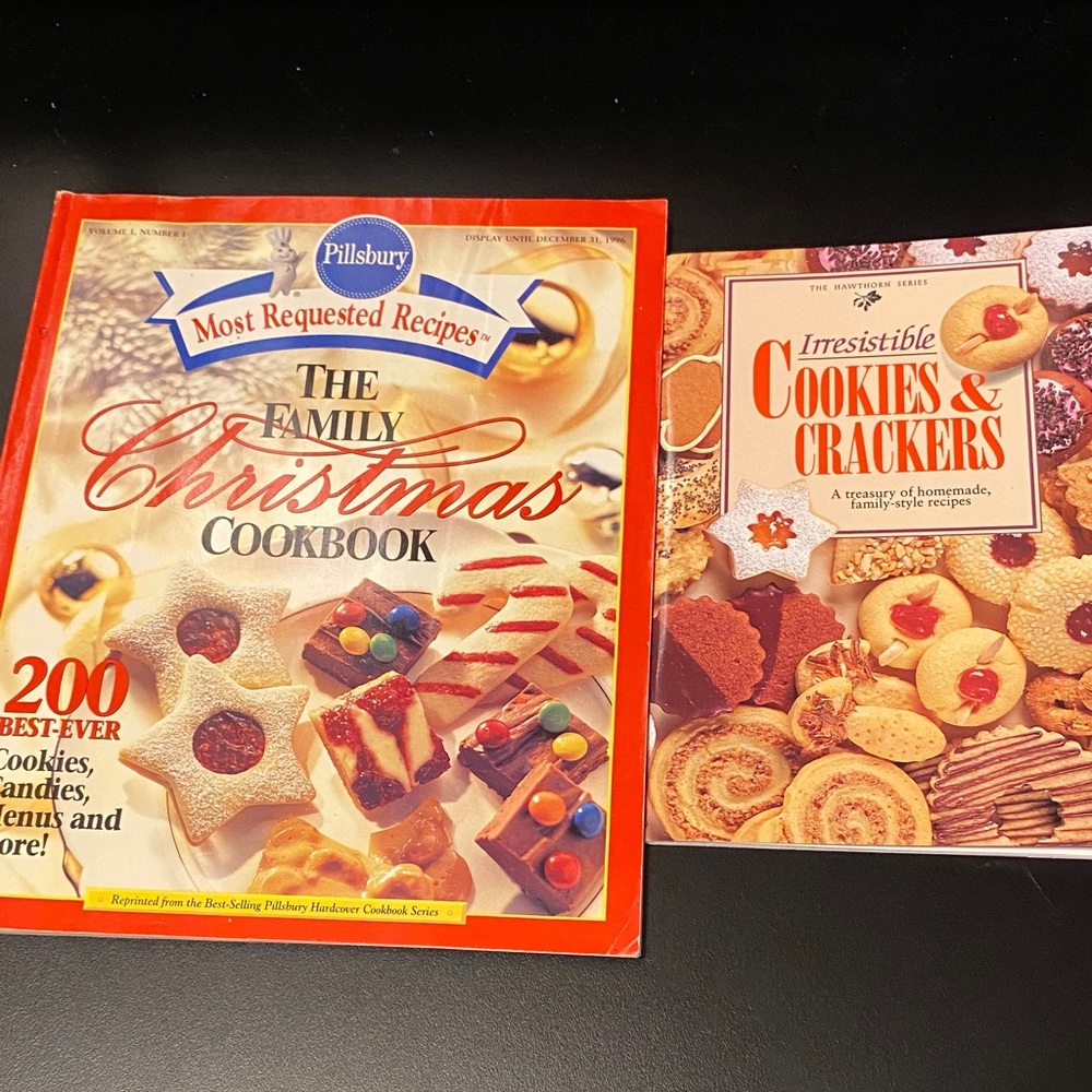 Christmas Cookbook & Irresistible Cookies and Crackers vintage 2 cookbook set